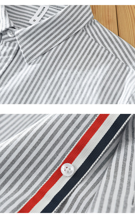 Camisa Casual Manga Larga a Rayas Verticales Estilo Japonés para Hombre - Image 15