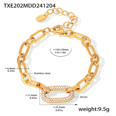 Conjunto de Collar y Pulsera de Acero Titanio con Circonitas Micro Incrustadas - Image 17