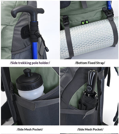 Mochila de Senderismo Profesional 70L Impermeable Multiuso para Camping y Viajes - Image 22