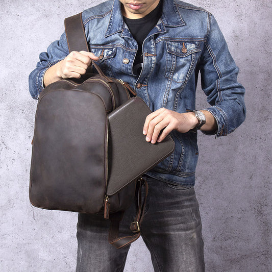 Mochila Vintage de Cuero Genuino - Diseño Minimalista y Funcional