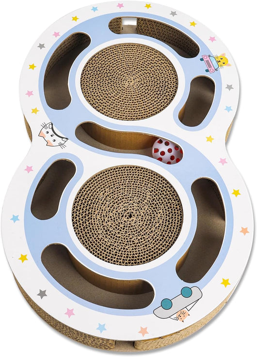 Rascador Circular de Cartón para Gatos con Pista de Bolas - Image 3