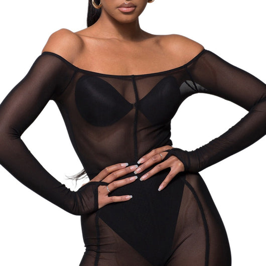 Traje de Baño Elegante Mesh Transparente con Hombro Descubierto - Image 11
