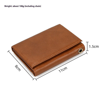 Billetera de Cuero Genuino para Hombre con Protección RFID y Cadena de Metal - Image 8