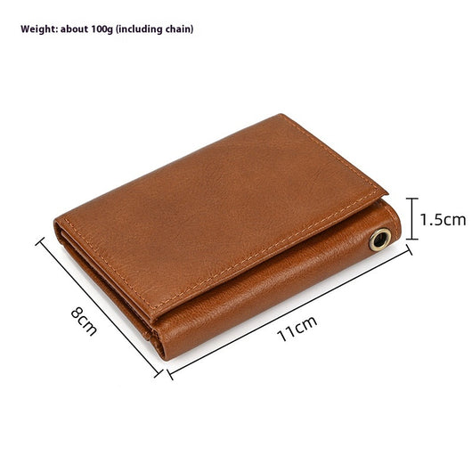 Billetera de Cuero Genuino para Hombre con Protección RFID y Cadena de Metal - Image 8