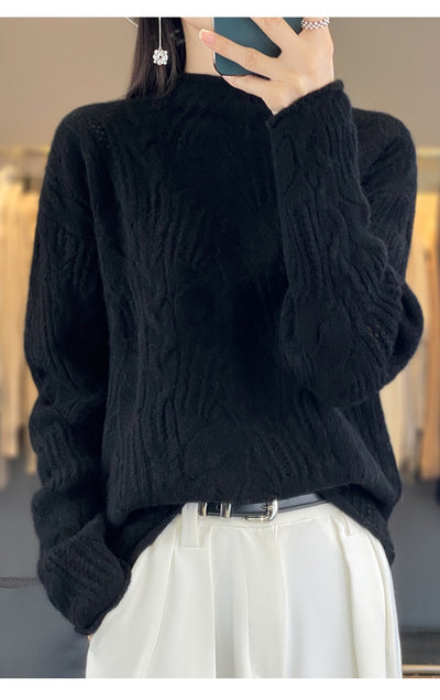 Suéter Hueco Cuello Alto Liso para Otoño e Invierno - Image 31