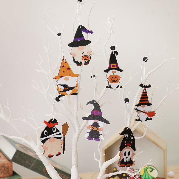 Adorno Colgante de Madera con Muñeca Cartoon para Halloween