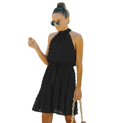 Vestido Halter de Chifón con Escotes Jacquard - Image 8