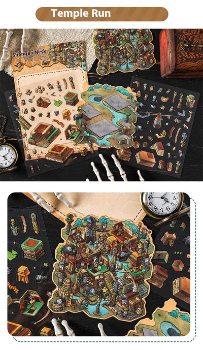 Cartoon 'Madhouse' themed PET sticker set with a multi-level hospital scene and individual character/object stickers. - Image 13