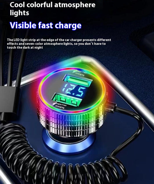 Cargador Rápido para Auto con Luz LED y Cable 3 en 1 - Image 4