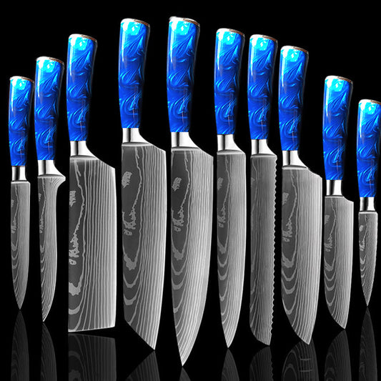 Cuchillo de Chef 8 Pulgadas con Mango de Resina Azul