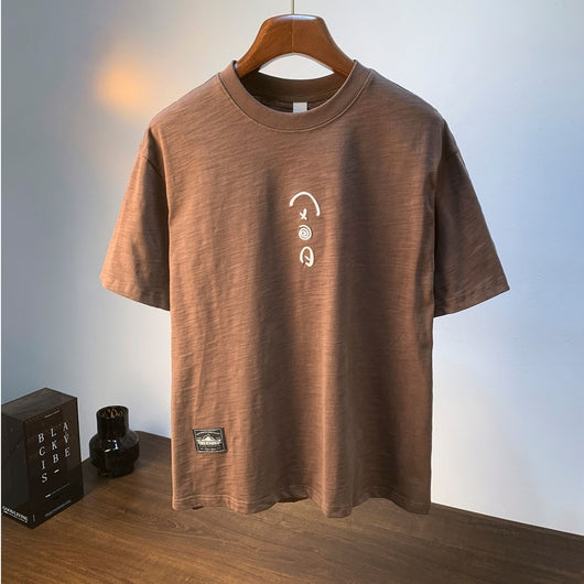 Camiseta Blanca de Algodón para Hombre - Verano Suelta Talla Grande Manga Corta Bordada - Image 15
