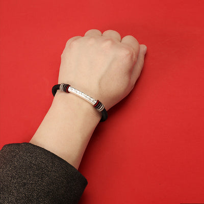 Pulsera de Plata Pareja Nudo de Dragón con Mantra de Seis Caracteres - Image 3