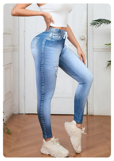 Pantalones Estampados de Cintura Alta con Cordón Europeos y Americanos - Image 13