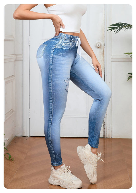 Pantalones Estampados de Cintura Alta con Cordón Europeos y Americanos - Image 13