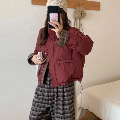 Chaqueta Acolchada Suelta de Algodón con Cuello Mao - Estilo Casual y Temperamental