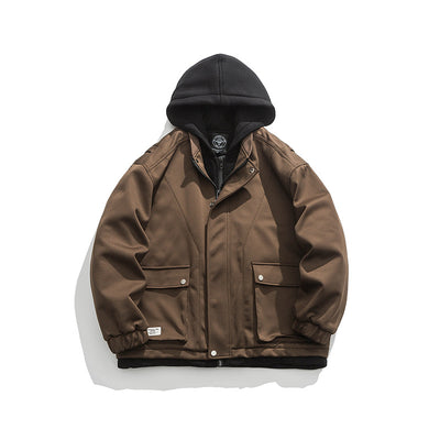 Chamarra Hoodie Retro con Bolsillos 3D y Diseño Desmontable para Hombre