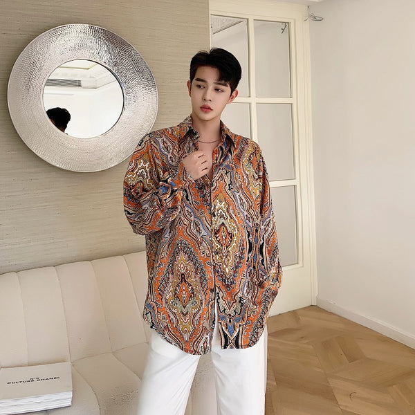 Camisa Casual Hombre Estampado Tótem Étnico
