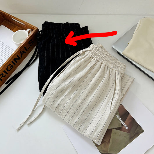 Pantalones Anchos de Lino y Algodón a Rayas - Comodidad Absoluta - Image 4