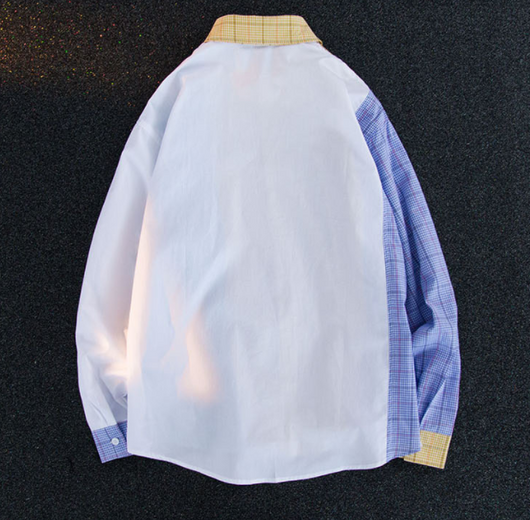 Camisa Cuadriculada Unisex con Contraste de Costuras de Diseño - Image 7