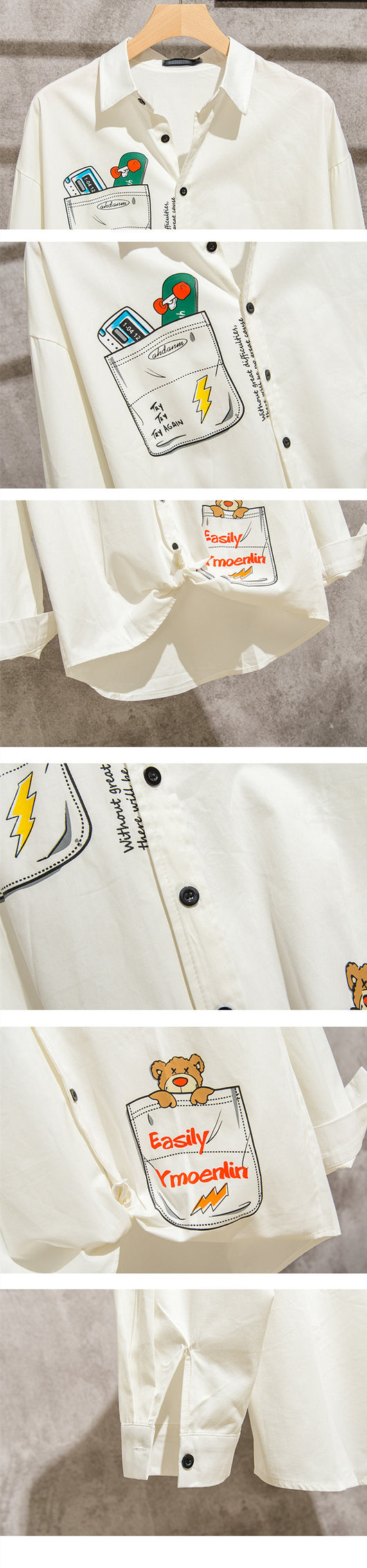 Camisa Holgada de Manga Larga con Estampado Anime Japonés - Image 15