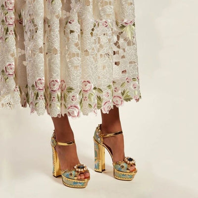 Sandalias Plataforma Baroque con Tacón Grueso y Pedrería para Mujer - Image 7