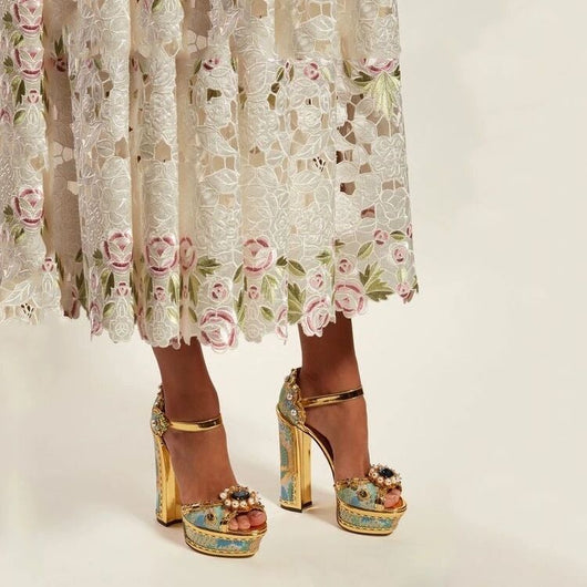 Sandalias Plataforma Baroque con Tacón Grueso y Pedrería para Mujer - Image 7