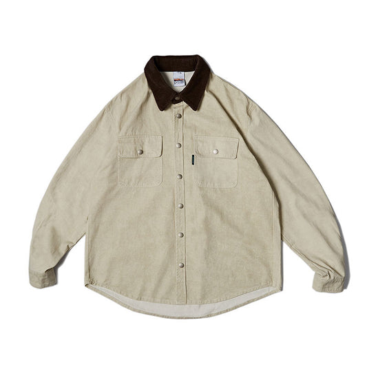 Camisa de Manga Larga Contraste Lavado Vintage para Hombre