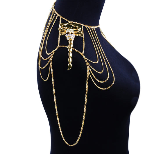 Cadena de Hombro Escorpión Dorado con Diamantes Incrustados - Image 10
