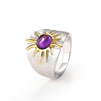 Anillo de Topacio Natural y Amatista en Plata 925 - Image 3