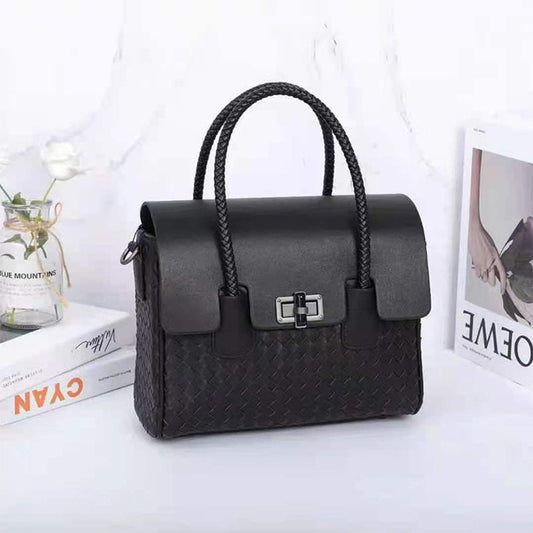 Bolso Bandolera de Cuero Tejido con Gran Capacidad para Mujer