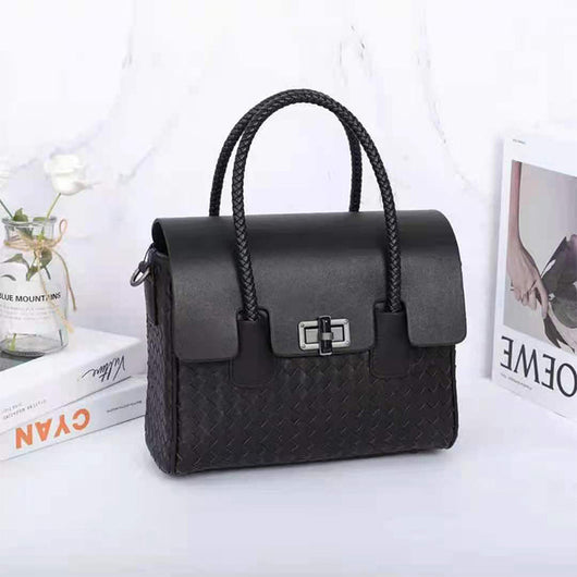 Bolso Bandolera de Cuero Tejido con Gran Capacidad para Mujer