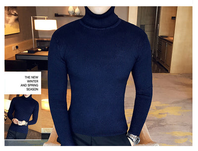 Suéter Cuello Alto Slim Fit en Colores Sólidos para Hombre - Image 13