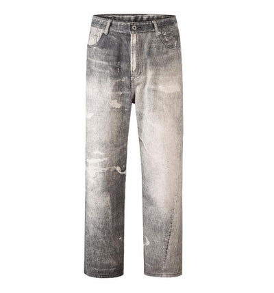 Jeans Ajustados Daddy con Desgarre y Efecto Gato Gris Claro - Image 2