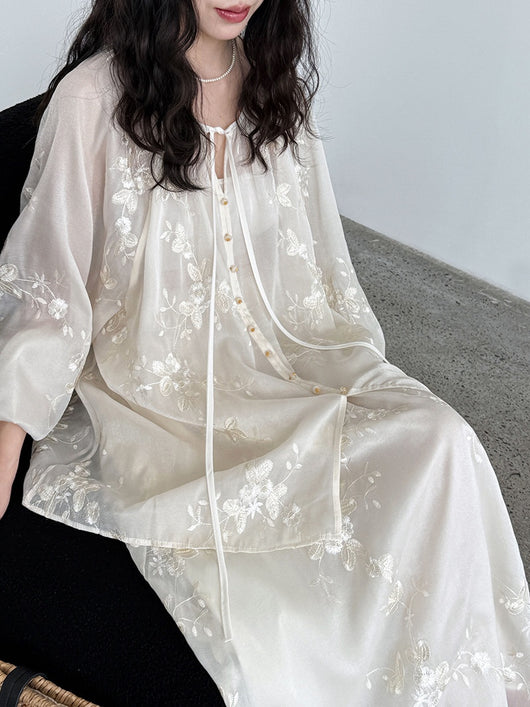 Vestido Camisero Bordado Estilo Chino Midi - Image 19