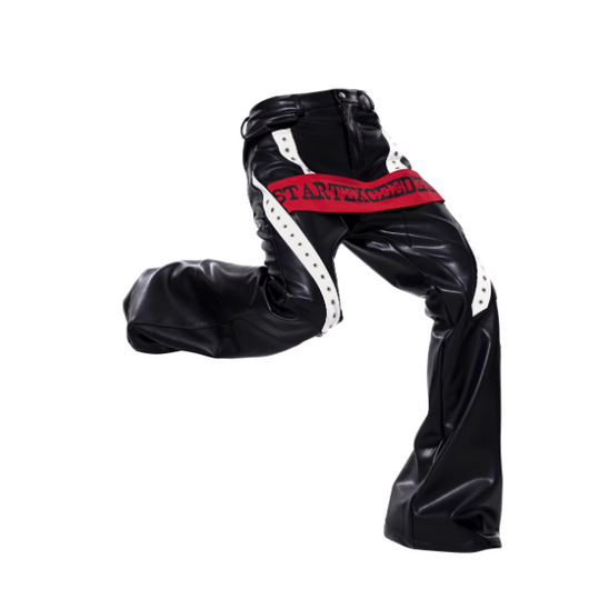 Pantalones de Cuero Acampanados con Bloques de Color para Otoño-Invierno - Image 10