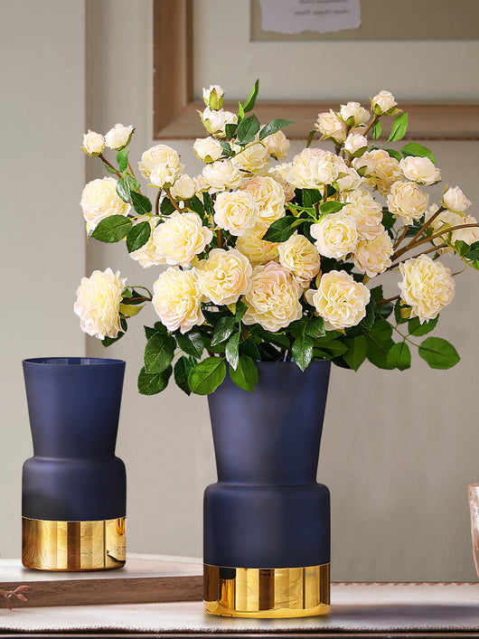 Jarrón Decorativo de Cristal Esmerilado con Borde Dorado Estilo Nórdico Lujo - Image 17