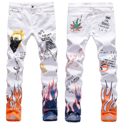 Pantalones Slim Stretch con Estampado 3D Blanco y Negro para Hombre - Image 3