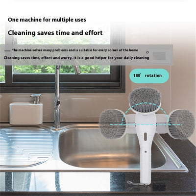 8-in-1 Cordless Cleaning Brush with LED Display, Rotating Night Light, and Waterproof Function