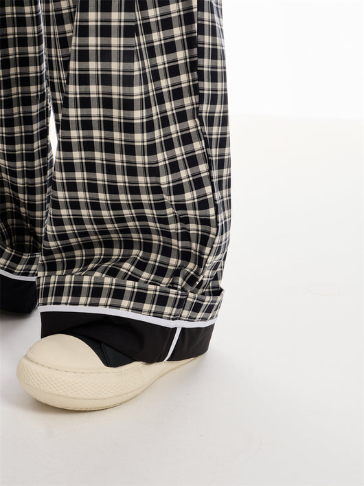 Pantalón Cuadros Mujer Cintura Alta Recto Holgado - Image 24