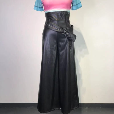 Pantalones de Cuero PU Cintura Alta Estilo INS para Mujer - Image 11