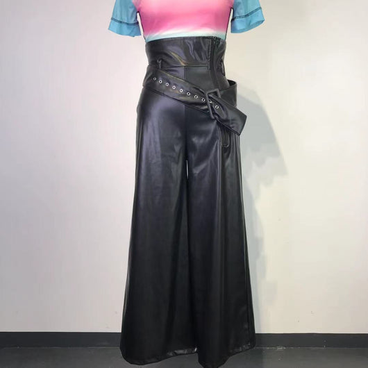 Pantalones de Cuero PU Cintura Alta Estilo INS para Mujer - Image 11