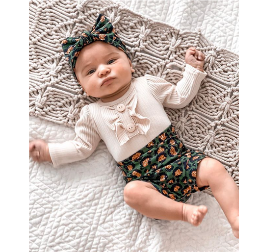 Conjunto de Algodón Estampado Verde para Niña - Image 6