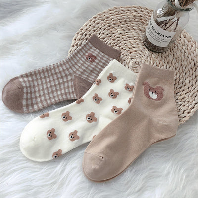 Calcetines Lindos con Oso Cartoon para Mujer