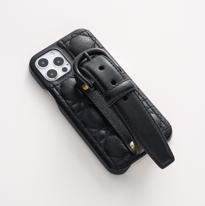 Funda de Cuero para iPhone Mujer con Pulsera - Edición Limitada Lujo Negro - Image 3