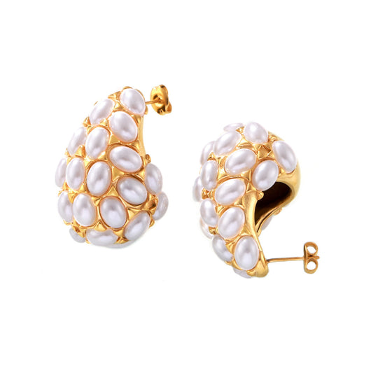 Aretes Retro Vintage con Perla Artificial Incrustada - Diseño Gota Europeo - Image 5