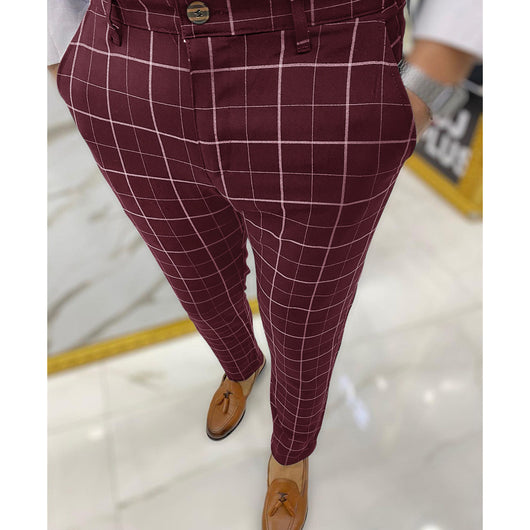 Pantalones de Vestir Casual a Cuadros para Hombre - Image 10