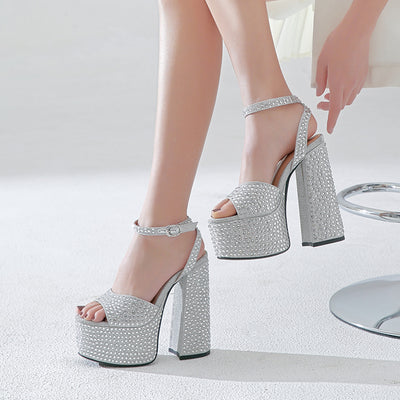 Sandalias de Tacón de Bloque con Strass para Mujer - Image 2