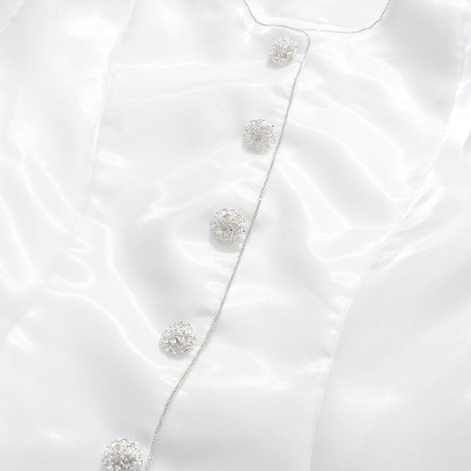 Blusa Cuello Redondo con Mangas Farol - Diseño Clásico de Botón Único - Image 10