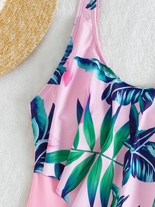 Traje de Baño Deportivo Estampado Tropical con Bloques de Color - Image 5