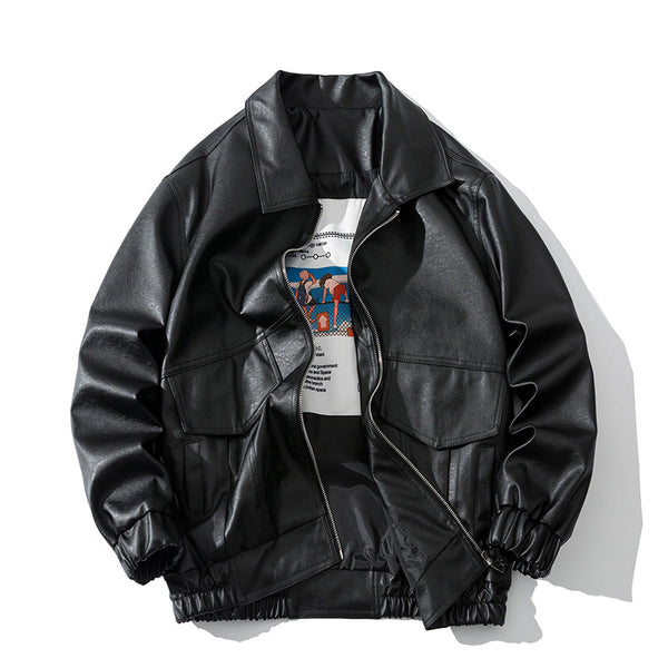 Chaqueta de Cuero para Hombre con Solapa Ancha - Estilo Moderno y Elegante